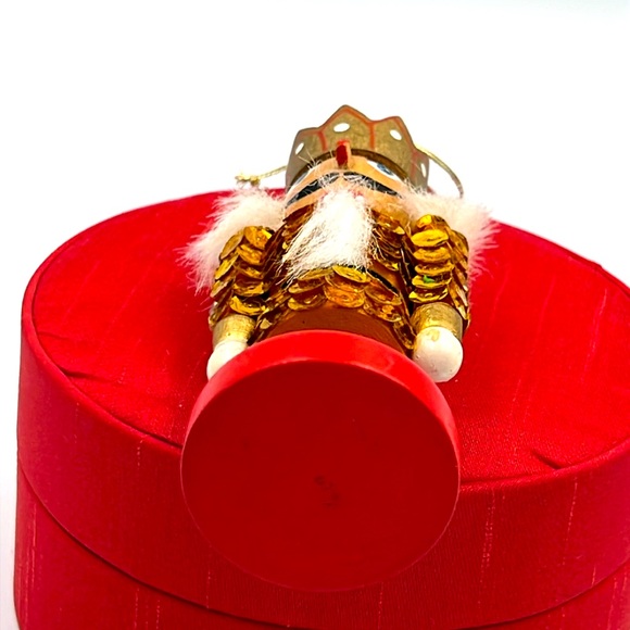 Pottery Barn wooden nutcracker furry hair sequin jacket hand painted mouth opens - Picture 6 of 11